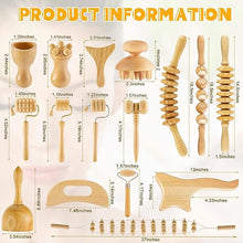 Load image into Gallery viewer, 16 Pcs Wood Therapy Massage Tools Set Maderoterapia Kit Therapy Tools for Body Muscle Pain Relief Wooden Body Face Sculpting Tools Wood Roller Massager, Fascia Massage
