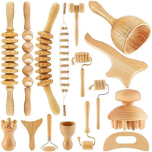 Load image into Gallery viewer, 16 Pcs Wood Therapy Massage Tools Set Maderoterapia Kit Therapy Tools for Body Muscle Pain Relief Wooden Body Face Sculpting Tools Wood Roller Massager, Fascia Massage
